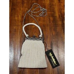 Vintage Inge Christopher White Beaded Shoulder Purse Evening Bag - New with Tags
